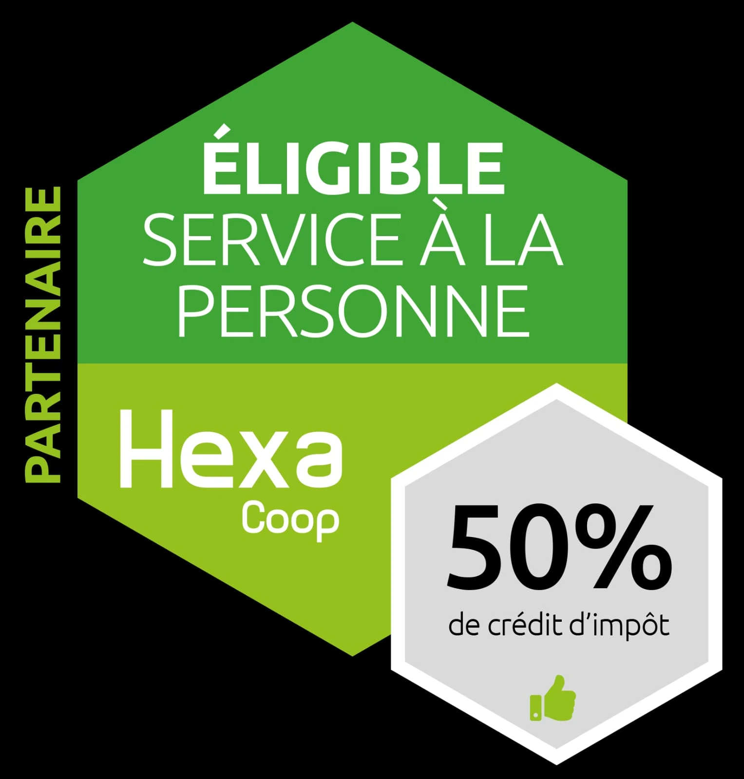 Partenaire Hexacoop — éligible service à la personne, 50 % de crédit d'impôt