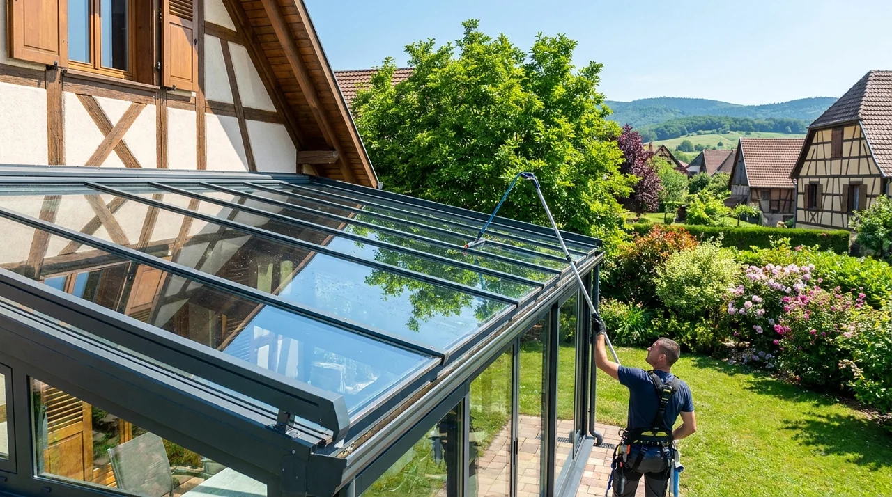 Nettoyage d'une véranda et de baies vitrées à Kingersheim