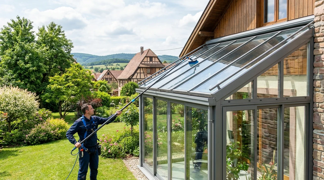 Nettoyage d'une véranda et de baies vitrées à Riedisheim