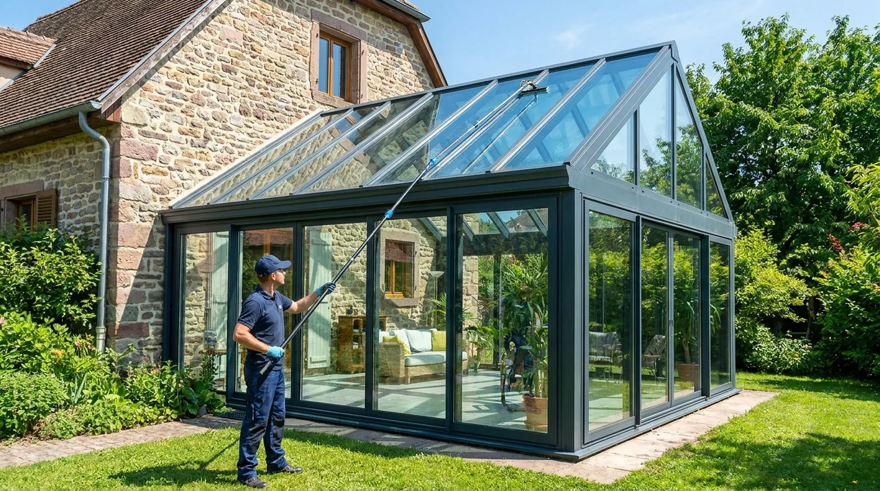 Nettoyage d'une véranda et de baies vitrées à Sausheim