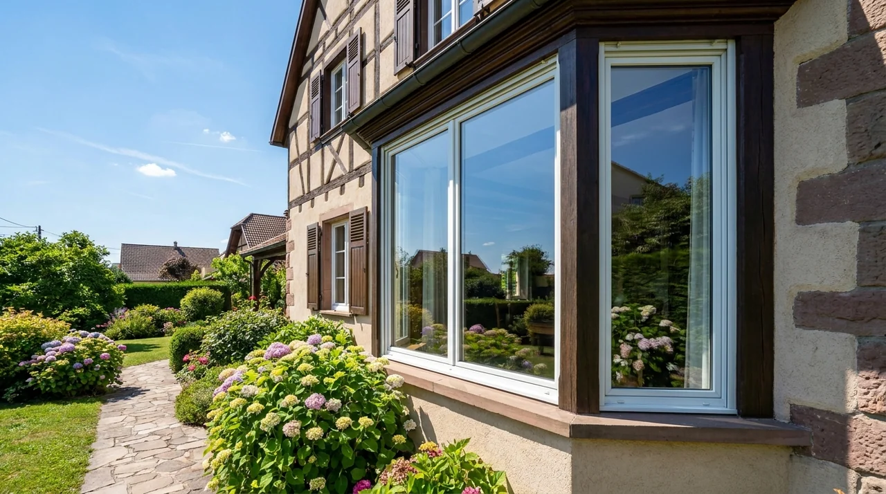 Vitres d'une maison nettoyées sans trace à Village-Neuf