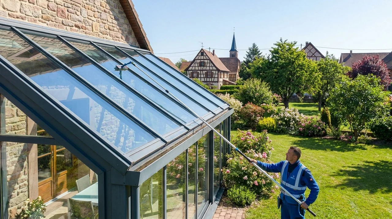 Nettoyage d'une véranda et de baies vitrées à Wittenheim